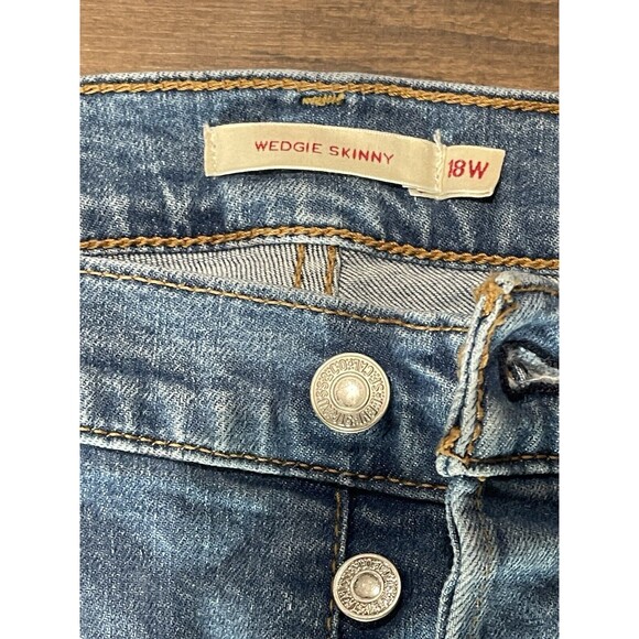 Big "E" Wedgie Skinny LEVI'S Premium Blue Jeans Size 18W MADE 2019 Button Fly - Picture 9 of 16
